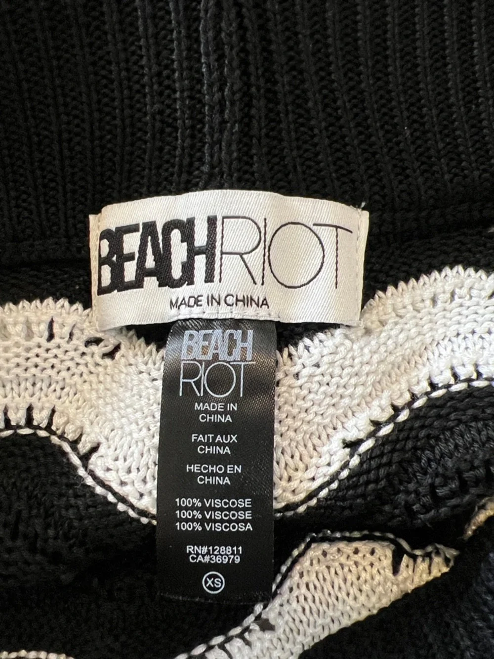 Beach Riot Black & White High-Rise Scallop Knit Shorts - Picture 2 of 5